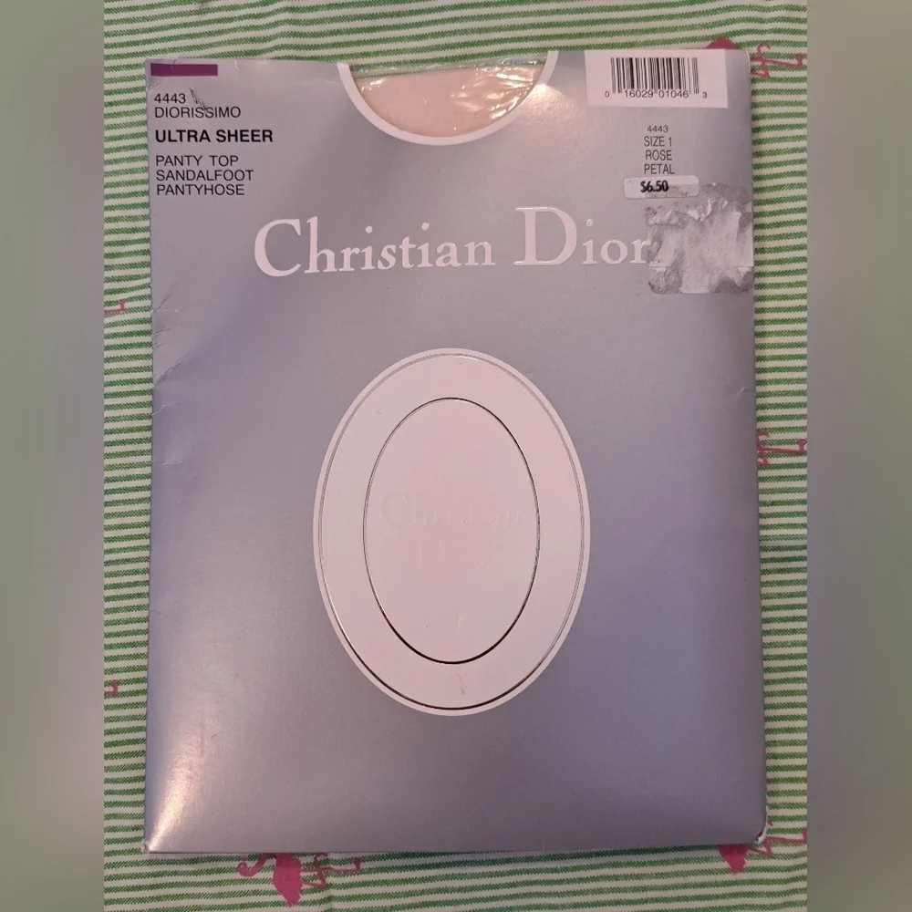 NIB Vintage Christian Dior Rose Petal Hosiery Stocking Lingerie Intimate SZ 1